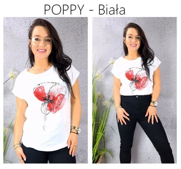 BLUZKA koszulka KOBIECY TSHIRT TOP print WZORY - M