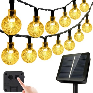 GIRLANDA SOLARNA OGRODOWA DŁ. 2 + 9.9 m BUBBLE 100 LED CIEPŁY BIAŁY
