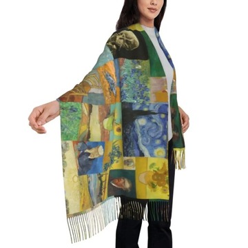 Customized Print Vincent Van Gogh Painting Collage Scarf Women Men Winter F