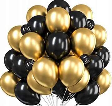 Balony bukiet złoto- czarne urodziny, studniówka, karnawał- 20 sztuk