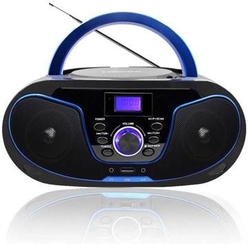 Przenośny odtwarzacz CD Boombox z Bluetooth, radiem FM, USB, AUX-IN, czarny