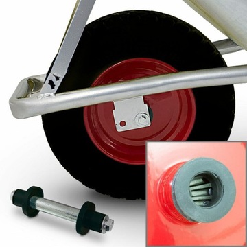 Колесо сплошное для тачки + ось 4,80 на бескамерных подшипниках.