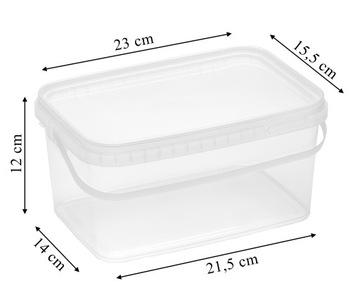 ПРЯМОУГОЛЬНОЕ ВЕДРО 2,5 Л с допуском ПИЩЕВЫХ ПРОДУКТОВ, прозрачное