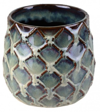 Osłonka CERAMICZNA Blue doniczka Turkus Brąz 12 cm
