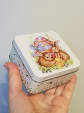МЕТАЛЛИЧЕСКИЙ КОНТЕЙНЕР КОРОБКА Пасхальный кролик