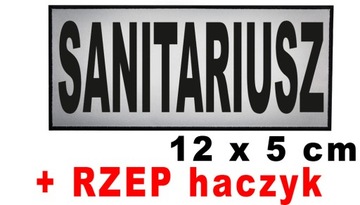 SANITARIUSZ - naszywka emblemat odblaskowy 12x5 cm RZEP