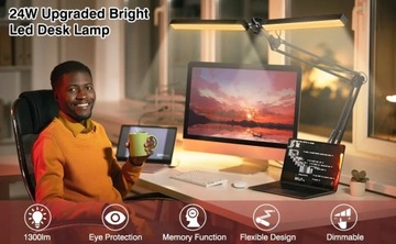 LAMPKA BIURKOWA KREŚLARSKA SZKOLNA BIURKO LED 24W 3000K-6500K