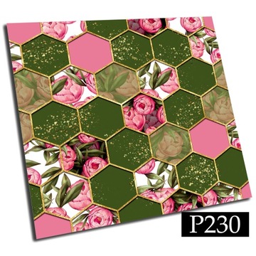 Kafelki PCV samoprzylepne 20cm Heksagon Róż Kwiaty