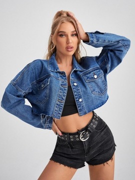 B27W001 KRÓTKA KURTKA JEANSOWA OVERSIZED SHEIN XS