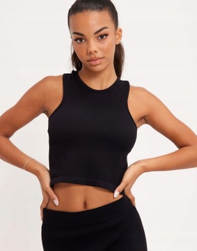 Only NG5 yoc bezszwowy czarny crop top bokserka XS/S