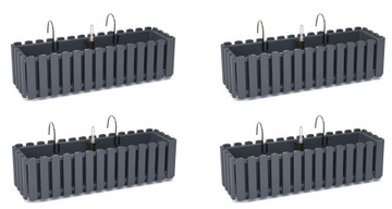 4 x Skrzynka balkonowa Boardee DDEF600W + haki - Antracyt
