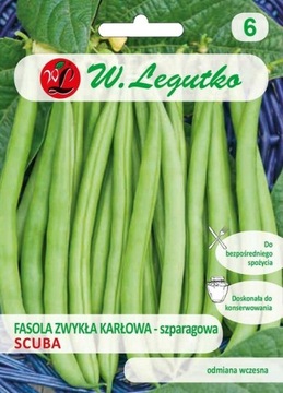 FASOLA KARŁOWA ZIELONA SCUBA 40G+10G GRATIS PLENNA BEZ WŁÓKIEN