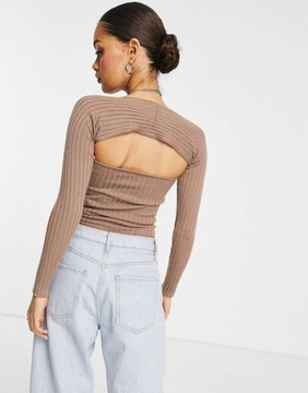 MISSGUIDED PETITE BRĄZOWE SWETERKOWE BOLERKO NARZUTKA 59K NH2__XL