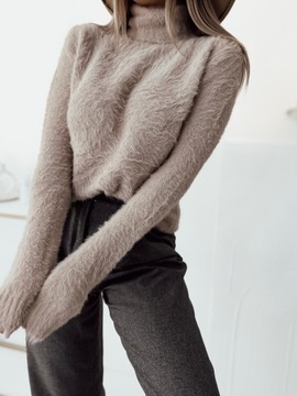 Golf alpaka damski sweter miły ciepły wełna kolor beż rozmiar XL/XXL