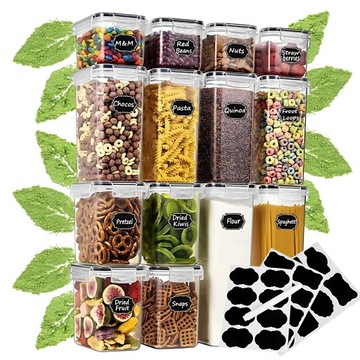 POJEMNIK SŁOIK PLASTIKOWY NA MAKARON KASZE PUDEŁKA NA ŻYWNOŚĆ 14szt GRATISY