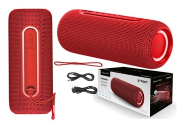 GŁOŚNIK PRZENOŚNY BLUETOOTH TWS CZERWONY MOCNY 20W