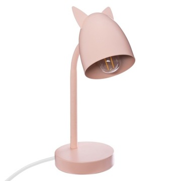 LAMPKA NA BIURKO KOCIE USZY RÓŻ LAMPA metal 31cm, dla dzieci