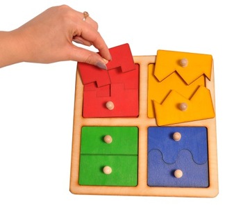 Układanka połówki kwadratów, sorter Montessori