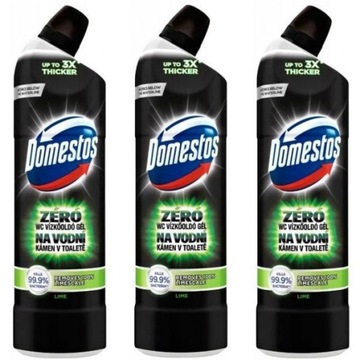 DOMESTOS ZERO KAMIENIA LIME ŻEL DO WC 3x750ml