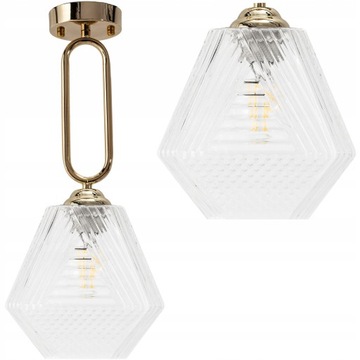 Lampa Sufitowa Wisząca Szklana Retro Vintage Gold