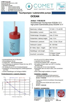 Pompka do wody Comet Ocean 21L 1,5 Bar Mocna przyczepa kamper