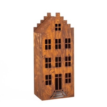 LAMPION NA LED DOMEK ŚWIECE LATARNIA ZESTAW 3 SZTUK CORTEN LATARENKA RDZAWY