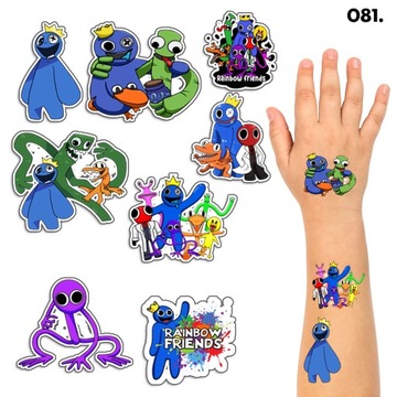 TATUAŻE ZMYWALNE DLA DZIECI TYMCZASOWE RAINBOW FRIENDS - 8 EL. / 150 WZORÓW