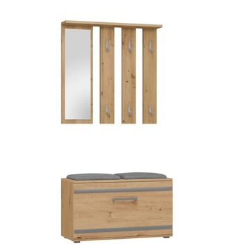 GARDEROBA SZAFKA 85CM OBUWIE LUSTRO SIEDZISKO DĄB
