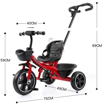 Трехколесный велосипед, легкая коляска для езды на велосипеде, 5-точечные ремни, 3 цвета