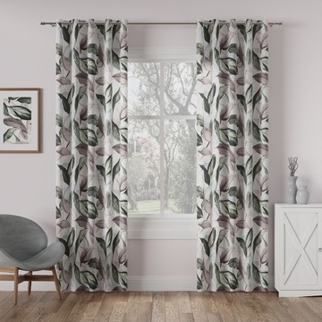 TKANINA ZASŁONOWA MATERIAŁ STORY LIŚCIE BRĄZ 140