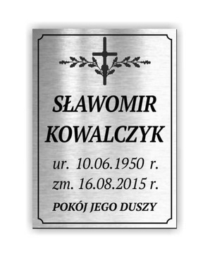 Tablica na grób Grawer Tabliczka nagrobna 29x21 cm
