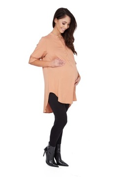 ДЛИННАЯ АСИММЕТРИЧНАЯ ТУНИКА ДЛЯ МАТЕРИАЛОВ светло-коричневого цвета ** S - 36