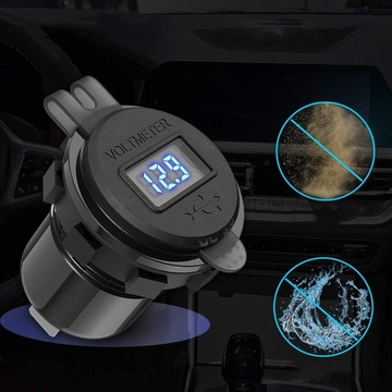 ЗАРЯДНОЕ УСТРОЙСТВО ДЛЯ МОТОЦИКЛА 2x USB QC 3.0 ВОЛЬТМЕТР 3А