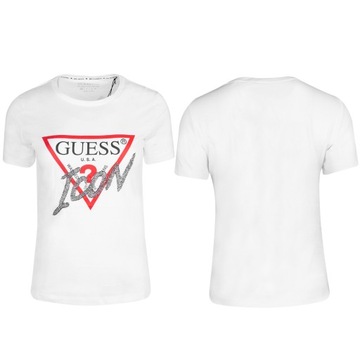 GUESS KOSZULKA DAMSKA T-SHIRT SS CN ICON TEE BIAŁA r.L