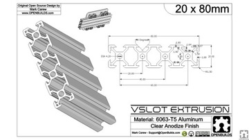 PROFIL ALUMINIOWY KONSTRUKCYJNY 20x80 T6 700 MM