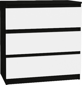 KOMODA 80CM 3 SZUFLADY CZARNY-BIAŁY POJEMNA