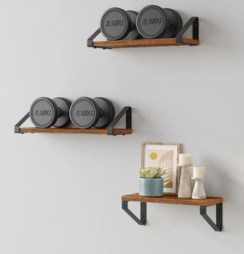 3 шт. НАБОР ПОДВЕСНЫХ ПОЛОК LOFT ПРОМЫШЛЕННЫЙ ДЕРЕВЯННЫЙ НАБОР ПОЛОК В РУСТИКЕ