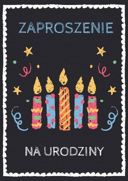 ZAPROSZENIE ZAPROSZENIA URODZINY Czarne świeczkami