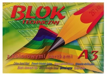 Blok techniczny A3 kolorowy brystol kolorowy