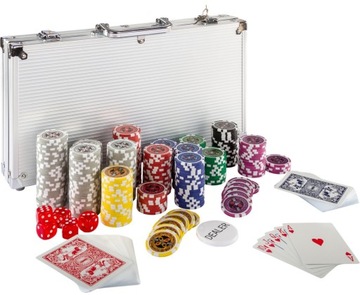 LUX ZESTAW POKER 300 ŻETONY NOMINAŁ KARTY + SUKNO