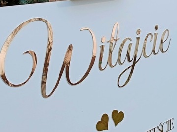 Приветственная доска 50х70 с золотым зеркалом на свадьбу