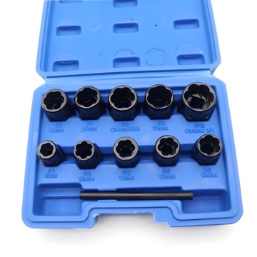 Головки для поврежденных болтов и гаек, экстракторы 11 шт., 9–19 мм.