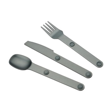 Camping Cutlery Set Knife Spoon Spork Set Portable Reusable Metal Gray