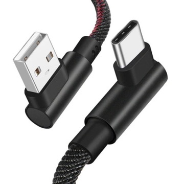 KABEL KĄTOWY USB MICRO 90 STOPNI QC 3.0 1M CZARNY