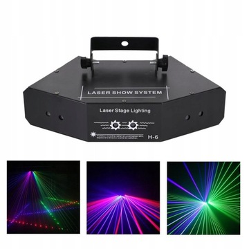 6 OBIEKTYW RGB RUCHOME WIĄZKI ŚWIATŁA LASEROWE RAY