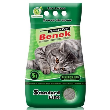 Super Benek ZIELONY LAS Zapachowy Żwirek Kota 5L
