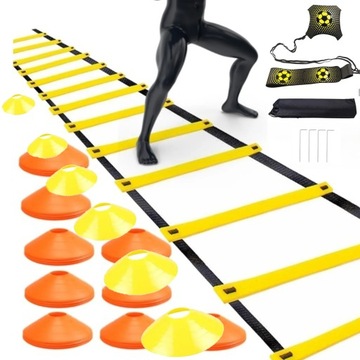 PROFESSIONAL FOOTBALL SET FOOTBALL TRAINING LADDER 12 POZIOMÓW 6M+ CONES