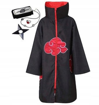 NARUTO ITACHI UCHIHA KOSTIUM AKATSUKI ZESTAW