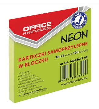 BLOCZEK SAMOPRZYLEPNY 76x76MMx100, KARTECZKI NOTES