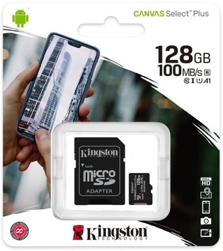 КАРТА KINGSTON MICRO SD 128 ГБ АДАПТЕР 100 МБ